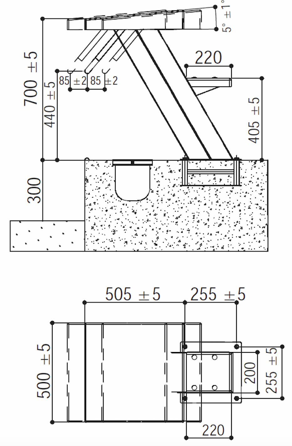 Стартовая тумба Gemas H=700мм AISI 304 (14111)